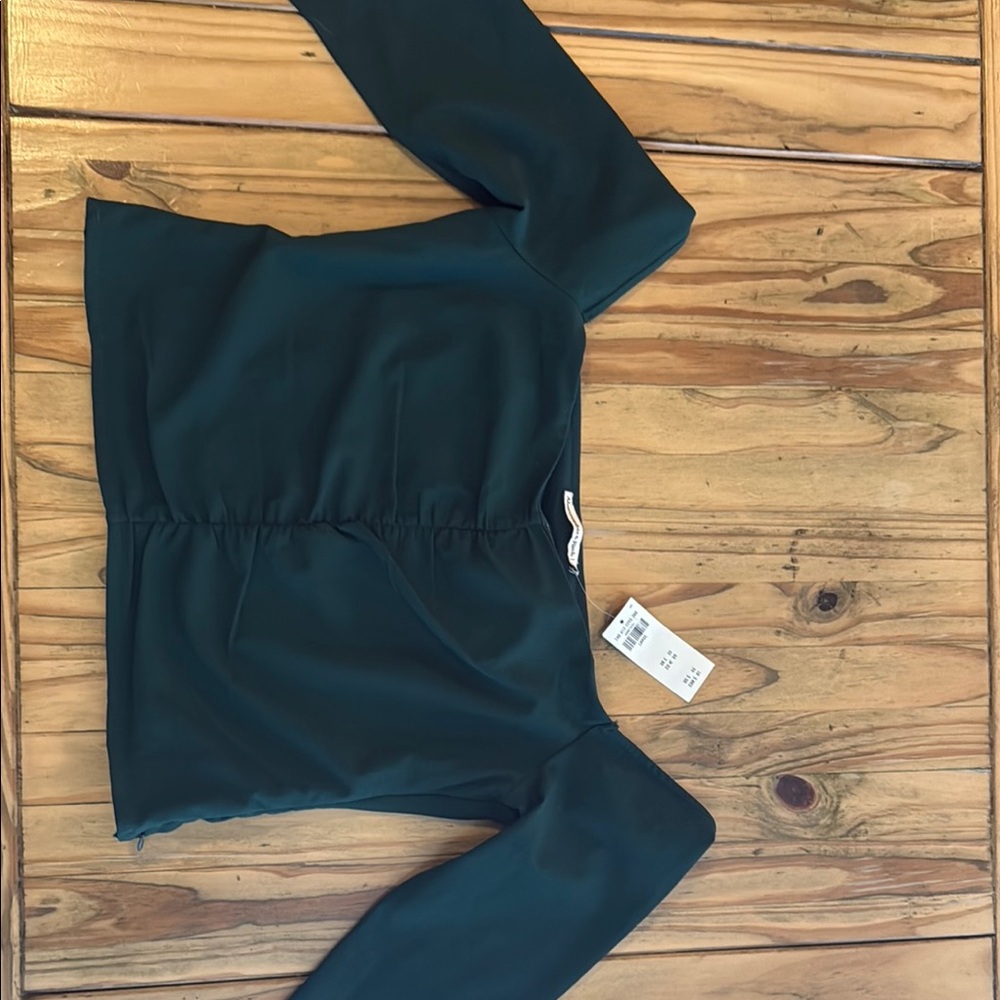 Abercrombie & Fitch Green Cropped 3/4 Sleeve Blouse